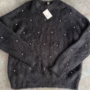 Forever 21 fuzzy sweater with crystal gems